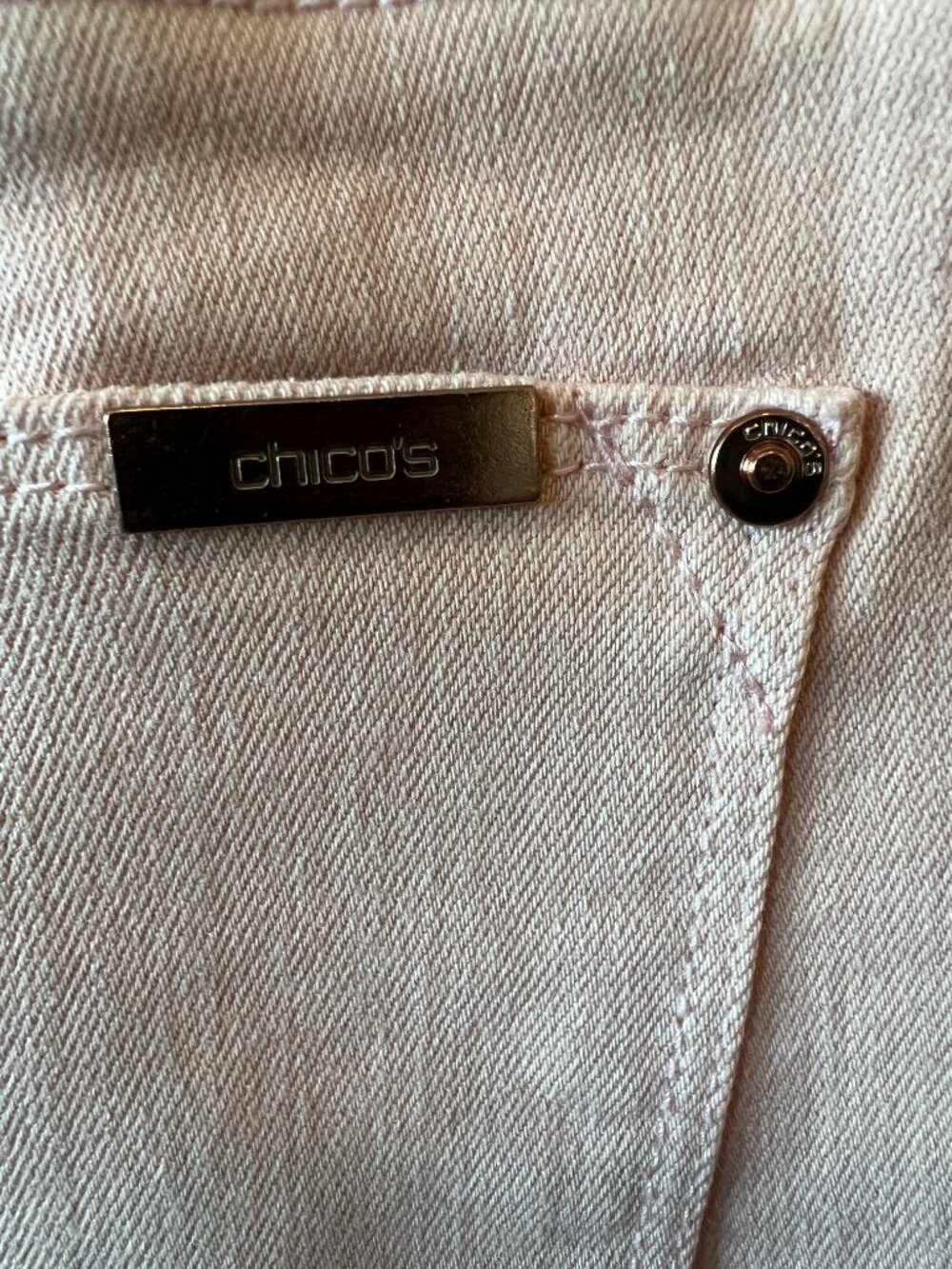 Chico’s So Slimming Girlfriend Ankle Jeans Womens Size 0 Pink Blush Stretch Deni